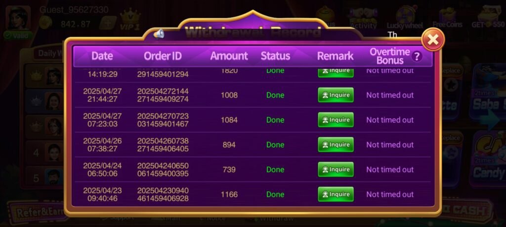 hotace77 APK Withdrawal Success Proof