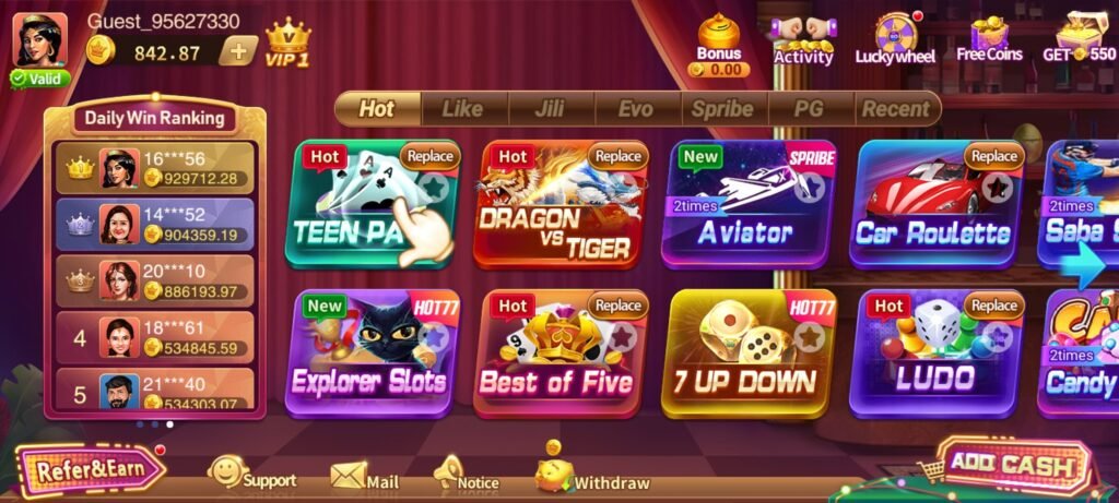 Games Available in hotace77 APK
