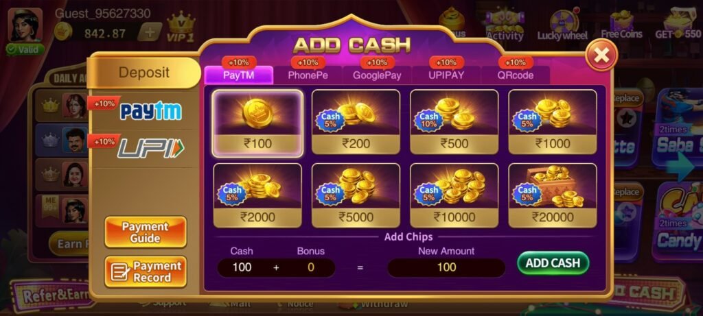 How to Add Cash in hotace77 APK?