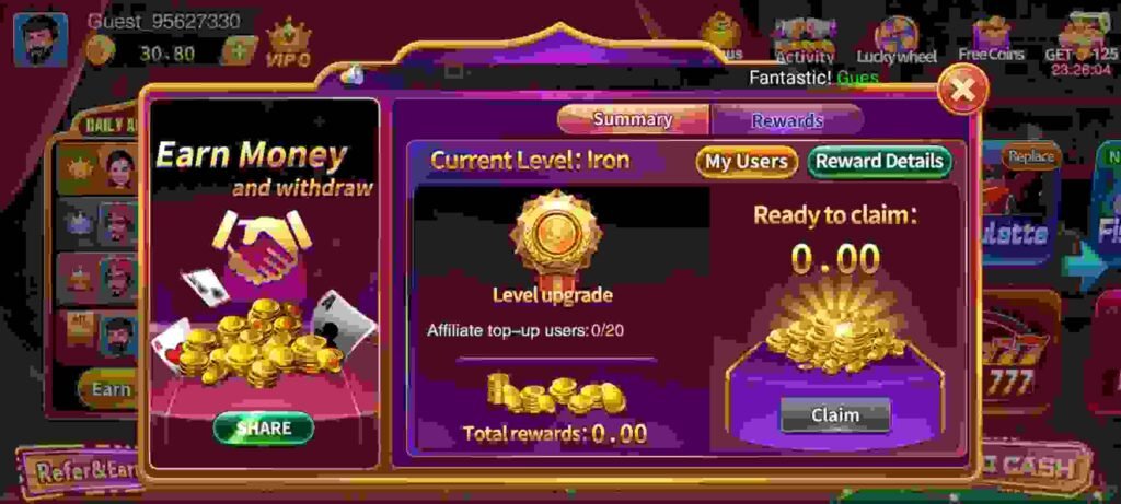 New HotAce Casino Mod APP में रेफर और कमाई कैसे करें?